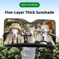 The Boer Goat Family Sun Visor Reusable Aluminum Foil Car Windshield Sun Visor UV Protector Heat Insulation Cover Shade