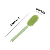 Long Handle Back Scrubber for Shower Silicone Body Wash Brush Telescopic Bath Scrubber for Adults Elderly Kids Home Travel Use žalia