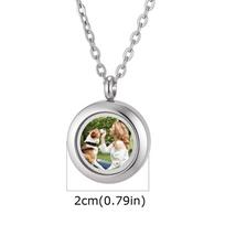 Vnox Openable Round Locket Custom Photo Pendant Necklace for Men Women, Stainless Steel Silver Color O-Chain, Memory Keeper Gift 50cm 19.69inch&PN-2002S-20