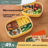 Shuke Microwave-Safe Silicone Lunch Box with Compartments, Sealed Bento Box for Office Workers And Students, Portable Divided Meal Container