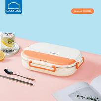 316 Stainless Steel Lunch Box, Large Capacity, Water-Fillable, Five-Compartment Tray, Student Bento Box with Utensils And 2 Soup Bowls, 2L, Orange