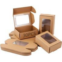 30 pakuočių kraft popieriaus dėžučių su skaidriu PVC langeliu 85 * 60 * 30mm, Dovanų pakavimo dėžutė įvairioms šventėms 30-Pack