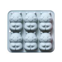 High Temperatures Resistant Silicone Mousse Cake Mold 6 Cavity Capybara Chocolate Bakewares Creative Dessert Mould mėlyna