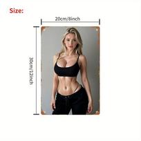 pc Sexy Fitness Girl Metal Sign xin for Living Room Wall Decor Vintage Iconic Character Art Poster Game Room Bar 20x30cm（7.8x11.8inch）