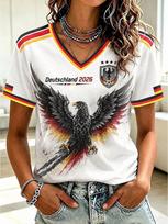 Geometrinis Vokietijos marškinėlių T-shirt Apdailos rankovė Deutschland 2026 Futbolo sirgaliaus Laisvalaikio sportiniai trumpomis rankovėmis marškinėliai Šeimos derinimas S black