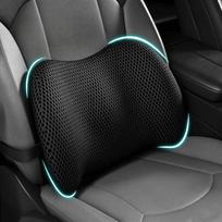 Juosmens atramos pagalvė automobiliui, Atramos pagalvė automobilio sėdynės atlošui vairuojant, Nugaros pagalvėlė su tinklelio užvalkalu ir reguliuojamais dirželiais, Ergonomiška nugaros pagalvėlė juoda