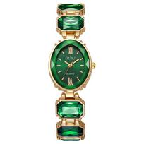 Ladies Fashion Quartz Watch With Diamondembedded Oval Case For Formal Wear žalia
