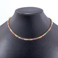 Nidin Fashion Luxury Tennis Chain Women Adjustable Link Necklace Crystal Zircon 7 Colors Choker Gothic Jewelry Gift Gold Plated