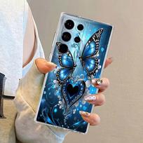 Phone Cover Case for Samsung Galaxy S26 S21 S20 Plus S24 Note 20 Ultra 10 S23 Ultra S22 FE S25 Edge Blue Butterfly Galaxy S24 FE