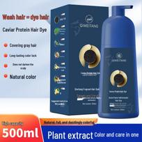 Qiwitang Plant-Based Caviar Protein Hair Dye Cream, Gentle Coloring Paste, 500ml 500ml juoda