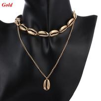 Fashion Chain Choker Gifts Cowry Seashell Pendant Multilayer Shell Necklace Beach Jewelry Bohemian auksas