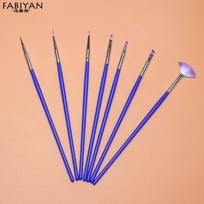 7PCS/Set Nail Art Brush Pen Dotting Painting Drawing Fan Line Builder Design  Gel UV Tip Decoration