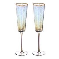 2 vnt. širdies formos šampano taurės nuotakai jaunikiui vyno gėrimo taurė spalvingi kristalai skaidraus stiklo puodelis jubiliejaus vakarėliui white