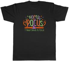 Hocus Pocus Mens T-Shirt I Need Candy to Focus Halloween Unisex Tee Gift XL