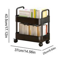 2-Tier Movable Bookshelf Cart with Wheels Multi-Purpose Storage Rack for Books Toys Snacks Household Mobile Organizer juoda
