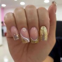 24pcs Manicure Press on Nails DIY Purple Love Heart French False Nails White Edge Long Square W488