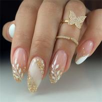 Almond Press On Nail Fake Nail Glitters Glues On Nail Artificial Acrylic Nail 24pcs Stick On Nail for Women and Girls 1