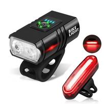 Bicycle Light Set T6 Led Front Headlight Usb Rechargeable Mtb Mountain Bike Flashlight With Scooter Tail Light juoda