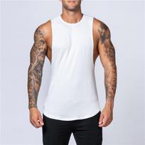 Gym Clothing Fitness Cotton Vest Jogging Bodybuilding Sleeveless Shirt Breathable O-neck Casual Muscle Vest M balta