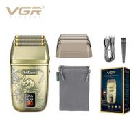 Professional VGR V-349 Retro Metal Shaver Three Blade Deep Cleaning Shaver Embossed Body Intelligent LCD Digital Hair Trimmer Safe and Skin-friendly auksas