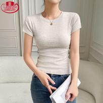 Lonsa Women's Slim-Fit Short-Sleeve T-Shirt M viržių pilka spalva