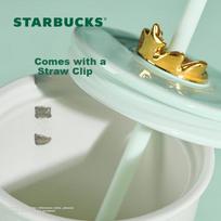 Starbucks Mint Green Ceramic Straw Cup, 600ml Crown Lid Large Capacity Water Mug Coffee Cup Birthday Gift