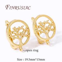 DIY Women's Jewelry 18K Gold Plated Life Tree Round Shvenzy Earring Hooks Clasp Accessories For Earrings,Earwires Fasteners 1 pair