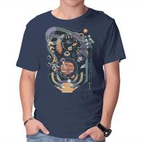 Unisex Crew Neck T-Shirt Pinball Space Machine Graphic Short Sleeve Casual Tee XL
