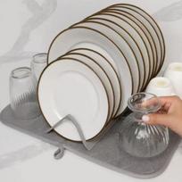 Foldable Dish Drying Rack Reusable Portable Mat for Outdoor Picnic Home Kitchen Countertop Space Saver pilka spalva
