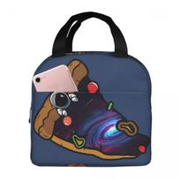 Astronaut With Pizza In Space Cartoon Insulated Lunch Bag for Women Kids Leakproof Food Boxes Thermal Lunch Box Tote One Size