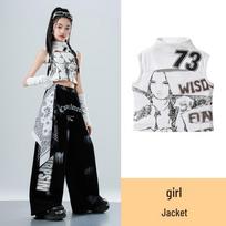 Trendy Girls' Jazz & Hip Hop Dance Crop Top Performance Costume 130cm