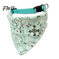 No-fuss Dog Bandana Collar, Paisley Pattern with D-Ring, No-Tie Leash Attachment Adjustable Stylish Collar for Small Medium Large Dogs Walk-ready XS žalia