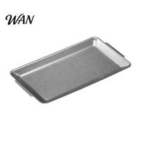 BBQ Grill Pan Vintage Stainless Steel Rectangular Tray Retro Industrial Platter with Portable Accessory Double Handles Large Heavy Duty Serving S