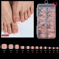 120Pcs Summer Press On Toes Full Cover Tips White Short Square Flase Toenails Pure Color Acrylic Artificial Wearable Toenails