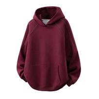 New Men Hoodies Men's Plus Size Hooded Hoodies Reflective Strips Loose Pullover Casual Long Sleeve Sweatshirts Streetwear XL vyno raudonos spalvos
