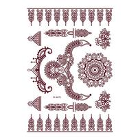 Hot Sale Fashion Henna Mehndi Red Brown Tattoo Stickers Body Art Arabic Face Hand Temporary Tattoos Waterproof Sticker