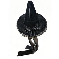 Star Pendant Halloween Hat Satin Bow Wizard Cap Party Headwear Lolita Witch Hat  School Event Style 7