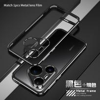 Luxury Metal Bumper Case for Huawei Pura 80 Ultra / 80 Pro+ Pro Aluminium Frame Protective Cover +Metal Lens Protection Film Opp Bag&For Huawei Pura 80 Pro+ 5G 6.8"