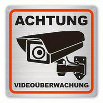 Security Camera Aluminum Sign Vintage Surveillance Warning Wall Decor Plaque for Home Office Store 20x20cm(8x8inch)