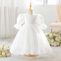 Mergaičių oficiali tinklinė princesės suknelė - Krikšto suknelė mažyliams 90cm/12-18 Months white