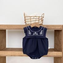 Korean Style Cartoon Sailor Collar Baby Onesie for Boys and Girls 90 cm tamsiai mėlyna spalva
