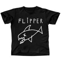 Men's Flipper Long Fish T-shirt Large Black M