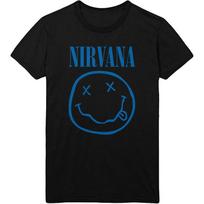 Men's Nirvana Blue Smile Face Logo Slim Fit T-shirt Large Black M