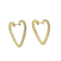 Promotion Heart Cz Hoop Earring Micro Pave Colorful Cubic Zirconia Gold Plated Fashion Jewelry