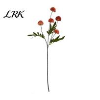 Faux Autumn Flowers Artificial Pompon Mum, 5 Heads Mini Chrysanthemums Ball, Small Fake Flower Home Decor Stem for Vase Filler, DIY Bouquet,