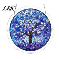 Decorative Sun Catcher Acrylic Puzzle Suncatcher Decoration, Stained Glass Door Window Hanging Ornament, Round Pendant DIY Crafts for Adults, A