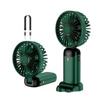 Green Handheld Fan, USB Rechargeable Portable Mini Fan, 5 Speed Small Pocket Fan with Base, 4000mAh Battery Foldable Desk Fan for Office, Outdoor