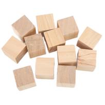 12Pcs Unfinished Wooden Blocks Smooth Durable Sturdy Uniform Size Small Wood Cubes For Crafts DIY Home Decor smėlis