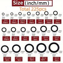 225Pcs O Ring Kit 18 Sizes Nitrile Rubber Gasket Seal Elastic Oil Resistant Washers for Faucet Plumbing Professional Use