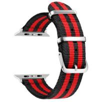 Watch strap - MY-MONTRE - Compatible Apple 38/40/41mm - High-strength fabric - Black and red - Stainless steel fasteners juoda